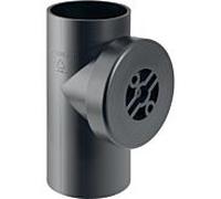 Geberit Pe pièce de nettoyage 368451161 DN 125/100, 90 degrés, avec ouverture de service ronde, PE-HD
