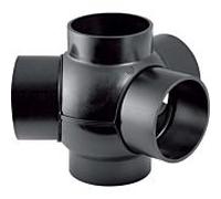 Geberit Pe triple embranchement sphérique 368600161 DN 125/100, 88,5 degrés, connexions 135 degrés, PE-HD