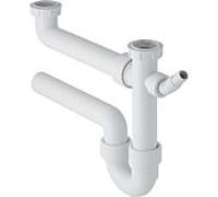 Geberit siphon pour tuyau coudé 152715111 11/2 "x 50 mm, avec Spülbecken , sortie horizontale, pour 2 Spülbecken , blanc