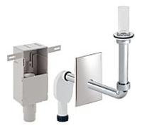 Geberit piège à odeurs Geberit 151122211 d = 50 / 56mm, avec boîtier mural intégré et kit de garniture, horizontal, chromé brillant