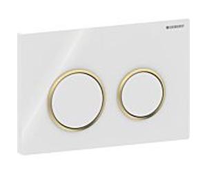 Geberit Plaque d'actionnement Omega 20 Ronde 115085KK1 blanc /plaquée or, pour réservoir Omega
