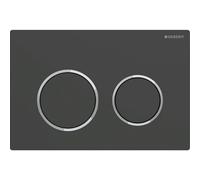Geberit Plaque de commande Omega20, pour rinçage 2 volumes, 115.085.14.1, Couleur: laqué noir mat, revêtement easy-to-clean / chromé brillant