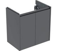 Meuble vasque Geberit Renova Compact 504085JK1 2 portes, largeur 59,7 cm, caisson/façade lave/laqué mat soie