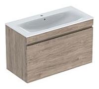 Geberit Renova meuble lavabo Plan 501917JR1 100x62,2x48cm, corps enduit noyer, lavabo blanc
