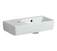 Geberit Renova Nr.1 Comprimo Nouveau lave-mains, 50x25cm, tablette à gauche, robinetterie à gauche, 276350600, Couleur: Blanc, avec KeraTect