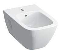 Geberit Renova Plan bidet mural 500380018 KeraTect/ blanc , forme partiellement fermée, avec trop-plein