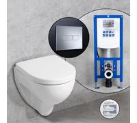 Geberit Renova Plan Compact Pack complet cuvette suspendue et bâti-support neeos,, 203245600+16601CR#SET,