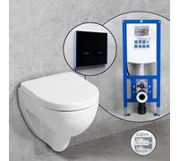 Geberit Renova Plan Compact Pack complet cuvette suspendue et bâti-support neeos,, 203245600+16746BM#SET,
