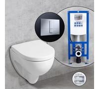 Geberit Renova Plan Compact Pack complet cuvette suspendue et bâti-support neeos,, 203245600+16791CR#SET,