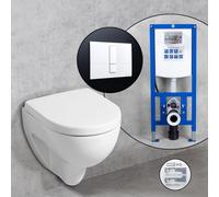 Geberit Renova Plan Compact Pack complet cuvette suspendue et bâti-support neeos,, 203245600+16791WH#SET,