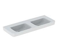 Geberit Renova Plan, lavabo double, 130x48 cm, sans trou pour robinet, sans trop-plein, 501713, 501713001, Couleur: Blanc - CM
