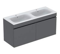 Geberit Ensemble double lavabo Renova Plan – Meuble 2 tiroirs 130×62,2×48 cm – Lavabo blanc