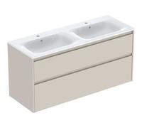Geberit Ensemble lavabo double Renova Plan 504042DB8 – 2 tiroirs, blanc KeraTect, gris sable