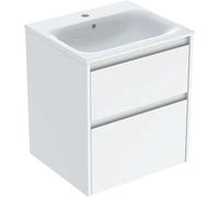 Geberit Renova Plan Ensemble lavabo pour meuble bord étroit, avec meuble sous lavabo, 2 tiroirs, 55x62,1x48cm, 504038018, Couleur: Lavabo: blanc/KeraTect, façade/carcasse: blanc/vernis satiné - CM