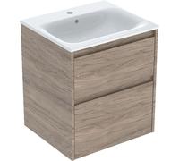 Geberit Meuble vasque Renova Plan 504.038.JR.1 55 cm 2 tiroirs blanc/noyer mélaminé