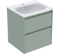 Geberit Ensemble lavabo Renova Plan 504038IK1, meuble sous-lavabo 2 tiroirs, blanc/vert salé