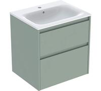 Geberit Meuble Renova Plan 504039IK8, 60 cm, 2 tiroirs, vasque KeraTect, façade vert sauge laquée