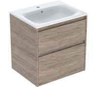 Geberit Ensemble lavabo Renova Plan 504.039.JR.8 – 2 tiroirs – 60×62,1×48 cm – blanc KeraTect/noyer