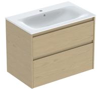 Ensemble meuble-lavabo Geberit Renova Plan 504040PS1, largeur 80 cm, structure en chêne naturel et mélaminé, vasque blanche