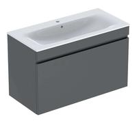 Geberit Renova Plan Set avec lavabo et armoire basse, 1 tiroir, 100x62,2x48cm, 501917, Coloris: Lavabo : blanc / KeraTect, faÃ§ade/carcasse : lave / laquÃ© mat - 501.917.JK.8