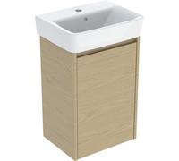Ensemble lavabo Geberit Renova Plan 504034PS1, vasque blanche, corps et façade en chêne naturel/structure en bois mélaminé, largeur 45 cm
