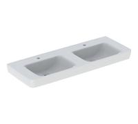 Geberit Renova Plan double vasque 501711008 130x48cm, trou pour robinetterie au milieu, sans trop-plein, blanc KeraTect