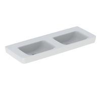 Geberit Renova Plan double vasque 501713001 130x48cm, sans trou pour robinetterie, sans trop-plein, blanc