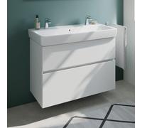 Geberit Renova Plan Lavabo double avec meuble bas evineo ineo5 evo l: 100 cm, 2 tiroirs, avec poignée encastrée,, 501883008+BE0991WH,