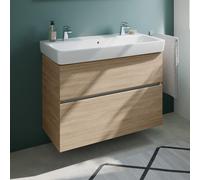Geberit Renova Plan Lavabo double avec meuble bas evineo ineo5 evo l: 100 cm, 2 tiroirs, avec poignée encastrée,, 501883008+BE0991OA,