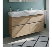 Geberit Renova Plan Lavabo double avec meuble bas evineo ineo5 evo l: 130 cm, 4 tiroirs, avec poignée encastrée,, 501711008+BE0992OA,