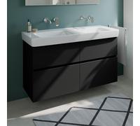 Geberit Renova Plan Lavabo double avec meuble bas evineo ineo5 evo l: 130 cm, 4 tiroirs, avec poignée encastrée,, 501713008+BE0992BM,