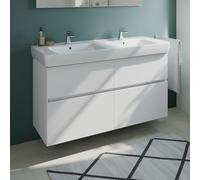 Geberit Renova Plan Lavabo double avec meuble bas evineo ineo5 evo l: 130 cm, 4 tiroirs, avec poignée encastrée,, 501710001+BE0992WM,