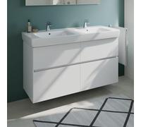 Geberit Renova Plan Lavabo double avec meuble bas evineo ineo5 evo l: 130 cm, 4 tiroirs, avec poignée encastrée,, 501710001+BE0992WH,