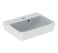 Geberit Renova Plan lave-mains 501628008 50x38cm, trou de robinetterie au milieu, avec trop-plein asymétrique, blanc KeraTect