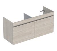 Geberit Renova Plan meuble sous lavabo double avec 2 tiroirs, 122,1x60,6x44,6cm, 501912, Coloris: Noyer caryer clair / feuille structurÃ©e - 501.912.00.1