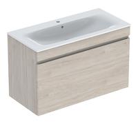 Geberit Renova Plan Set avec lavabo et armoire basse, 1 tiroir, 100x62,2x48cm, 501917, 501917008, Couleur: lavabo : blanc / KeraTect, façade/carcasse : noyer hickory light / filmé - CM