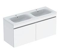 Geberit Renova Plan set de lavabo double 501918018 130x62,2x48cm, corps/façade blanc brillant, lavabo blanc /KeraTect