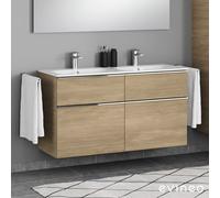Geberit Renova Plan Slim Double vasque, meuble sous-vasque ineo4 d'evineo l : 130 cm, 4 tiroirs, avec poignée,, 122230000+BE0235OA,