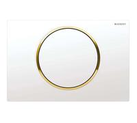 Geberit Sigma10 - Plaque de commande pour WC avec pour chasses d'eau à 1 volume blanc / blanc/doré ultra brillant