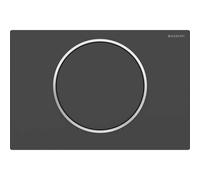 Plaque d'actionnement ronde Sigma 10 Geberit 115758145 laquée noir mat, anneaux design polis