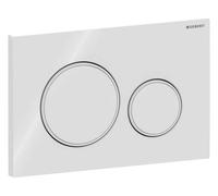 Plaque d'actionnement ronde Sigma 20 Geberit 115882111 plaque/bouton blanc , anneau blanc mat, pour double chasse