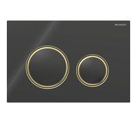 Plaque d'actionnement ronde Sigma 50 115652SJ1 Geberit plaque/bouton noir, anneau en laiton, pour chasse d'eau à 2 mesures