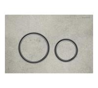 Plaque d'actionnement ronde Sigma 50 Geberit Plaque/bouton chromé, aspect béton, anneau chromé noir, pour chasse d'eau 2 mégawatts