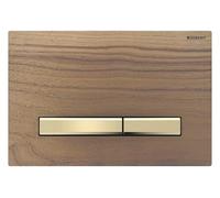 Geberit Sigma 50 Square Plaque d'actionnement 115672JX2 Plaque de recouvrement en noyer américain, plaque/bouton en laiton, pour double chasse