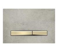 Geberit Sigma 50 Square Plaque d'actionnement 115672JV2 Plaque de recouvrement aspect béton, plaque/bouton en laiton, pour double chasse