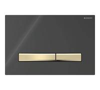 Geberit Sigma 50 Square Plaque d'actionnement 115672DW2 Plaque de recouvrement noire, plaque/bouton en laiton, pour double chasse