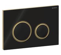 Plaque d'actionnement ronde Sigma 50 115652SJ1 Geberit plaque/bouton noir, anneau en laiton, pour chasse d'eau à 2 mesures