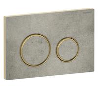 Geberit Plaque d'actionnement Sigma 50 ronde chromée aspect béton, anneau en laiton, chasse 2 niveaux