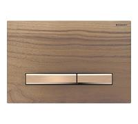 Geberit Sigma50 plaques de déclenchement pour rinçage à 2 quantités, couleur métal or rouge, anguleux, 115670JX2, Couleur: or rouge / noyer américain - CM