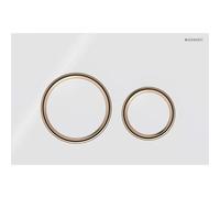 Plaque d'actionnement ronde Sigma 50 Geberit 115650SI1 plaque/bouton blanc , bague or rose, pour chasse d'eau 2 mégawatts